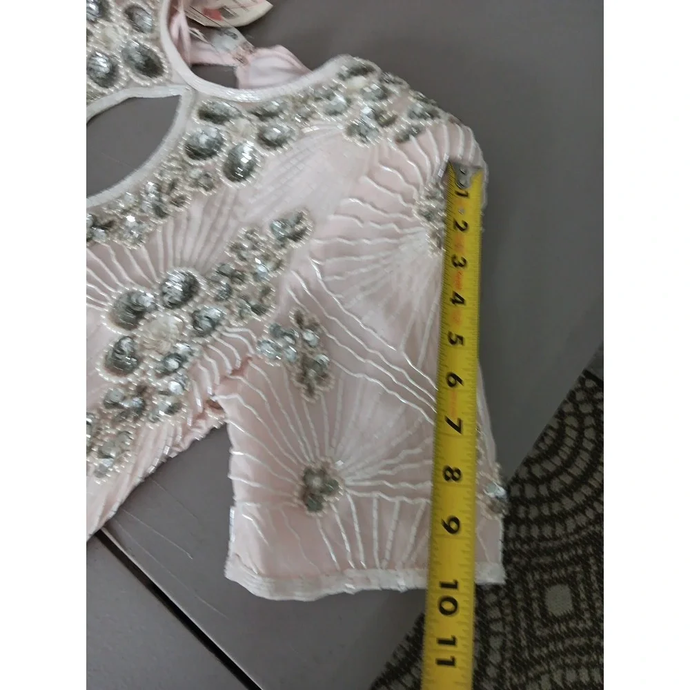 NOS Jennifer Evening Gown MED Pink Midi Silk Bead‎ Sequin Keyhole Barbicore Glam - Picture 14 of 16